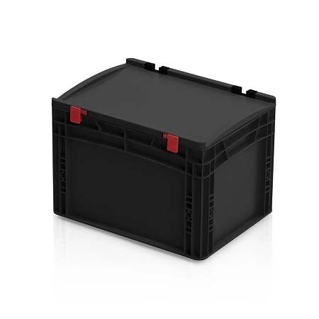 ESD Euro přepravka s víkem 40 cm × 30 cm × 28,5 cm, černá